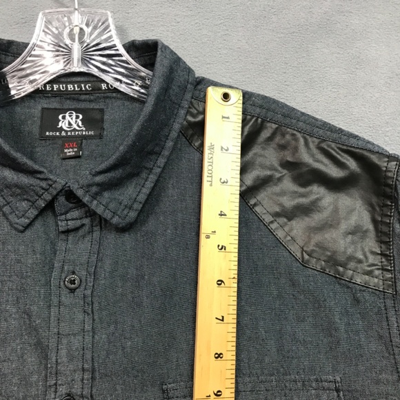Rock & Republic Shirt Long Sleeve Men XXL Slightly Fitted Dark Gray Cosmetic 2nd - Picture 7 of 11